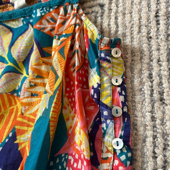 Cynthia Rowley Colorful Tropical Leaf Tank Top Vacation Beach Resort Cotton - Picture 4 of 8